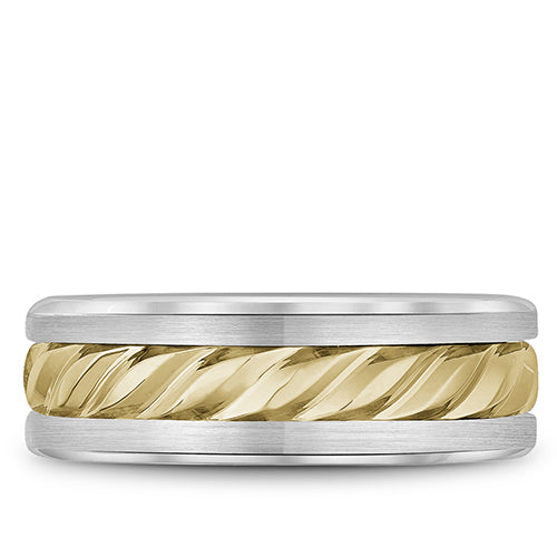 Bleu Royale 14k Two Tone Gold Men's Wedding Band- RYL-060YW75-M10