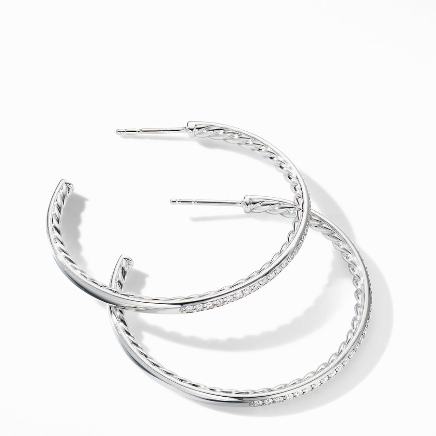 David Yurman Diamond Pave Hoop Earrings - E14754DSSADI