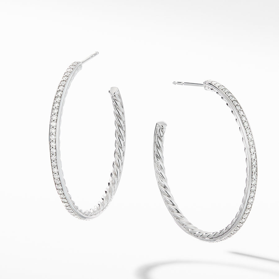 Medium Hoop Earrings with Pav? Diamonds
