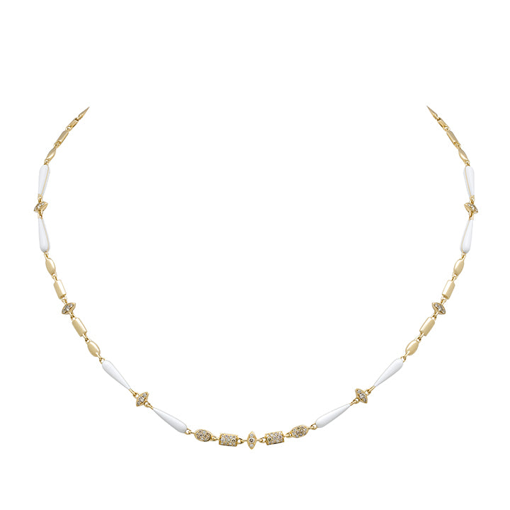Etho Maria 18K Yellow Gold Brown Diamond & White Ceramic Necklace - HN1824LH55480