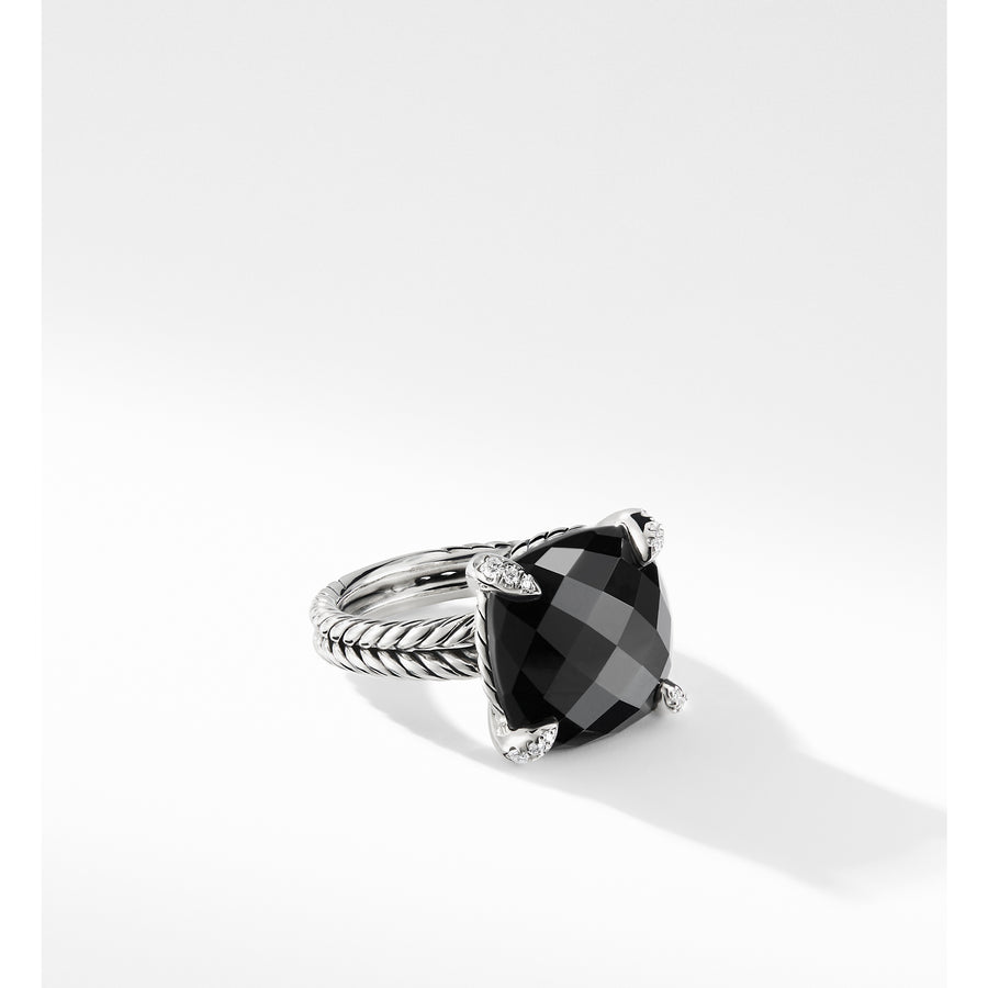 David Yurman Chatelaine Ring with Black Onyx & Pave Diamonds - R12742DSSABODI