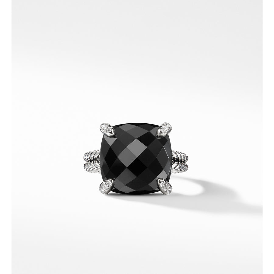 David Yurman Chatelaine Ring with Black Onyx & Pave Diamonds - R12742DSSABODI