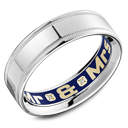 A hand painted enamel Carlex with a custom engraving of your chosen date or message. Enamel is available in black, green or blue. This ring is available in 18K (White, Yellow & Rose) gold & Platinum 950.