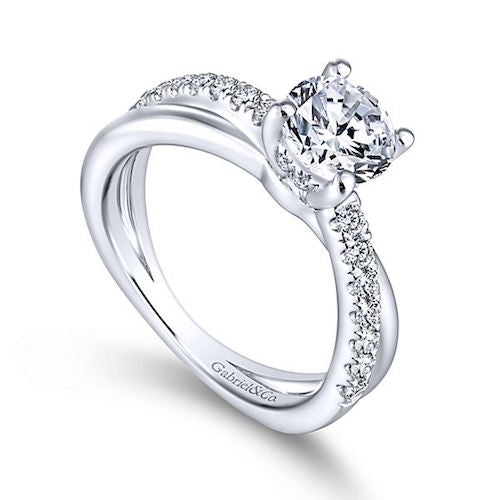 Gabriel & Co. 14k White Gold Criss Cross Diamond Engagement Ring - ER13880R4W44JJ