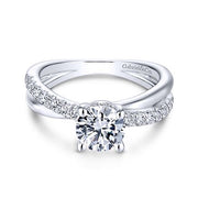 14k White Gold .36ctw Diamond Elliana Criss Cross Semi Mount Engagement Ring. *Center Stone Not Included*