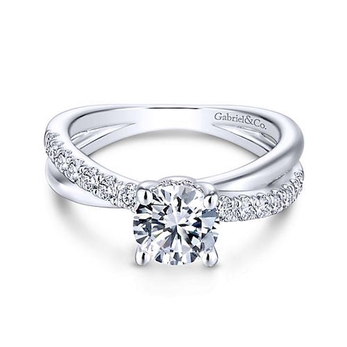 14k White Gold .36ctw Diamond Elliana Criss Cross Semi Mount Engagement Ring. *Center Stone Not Included*