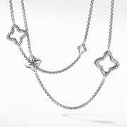 Sterling silver ��� Quatrefoils, 11-25mm wide ��� Small box chain, 2.7mm wide, 36 long ��� Toggle clasp"