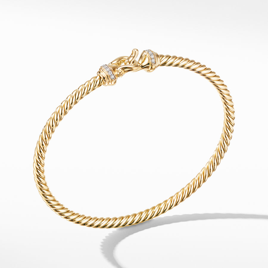 18-karat yellow gold ��� Pav? diamonds, .07 total carat weight,  ��� Bracelet, 3.5mm ��� Hook clasp
