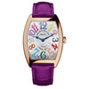 18 Karat Rose Gold Case, 29 x 39mm Case Size, Quartz Caliber Movement, White Dial, Alligator Leather Strap