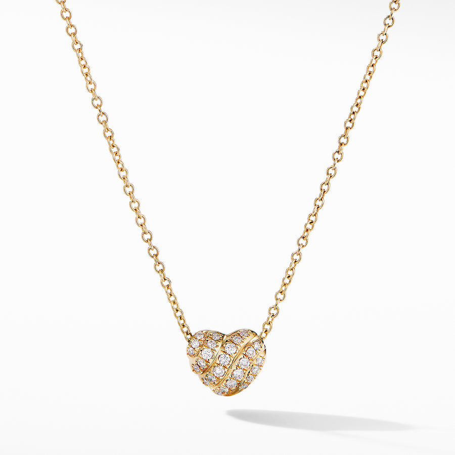 Heart Pendant Necklace in 18K Yellow Gold with Pav? Diamonds
