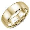 A brushed yellow gold wedding band with polished edges. This ring is available in 14K, 18K (White, Yellow & Rose gold), Platinum 950 & Palladium, please call for pricing.