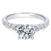 14k White Gold Round Straight 0.50 ct Diamond Engagement Ring with width of 6.70 mm, thickness of 7.40 mm, band width of 2.20 mm and size of 6.50 from the Contemporary Collection. *Center Stone not included*