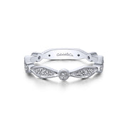 14k White Gold 0.2 Diamond Stackable Ladies Ring