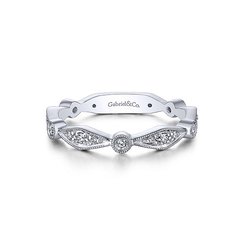 14k White Gold 0.2 Diamond Stackable Ladies Ring