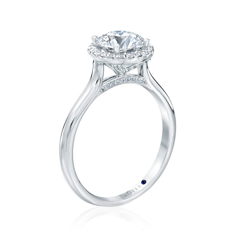 Moyer Collection 18k White Gold Round Halo Engagement Ring - 364386