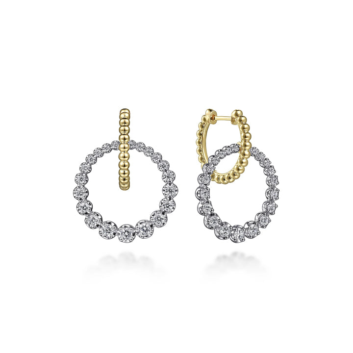 Gabriel & Co. 14K White-Yellow Gold Bujukan Diamond Circle Huggie Earrings - EG14724M45JJ