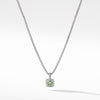 Sterling silver ��� Faceted prasiolite, 7x7mm, Pav? diamonds, 0.17 total carat weight,  ��� Baby box chain, 1.7mm wide ��� Pendant, 11x11mm ��� Lobster clasp