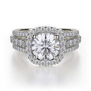This Michael M engagement ring is immaculately adorned with over 1.02 carats total weight of breathtaking round cut side diamonds. Center stone not included.