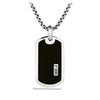 Sterling silverCabochon black onyx, 32 x 16mm, Chain sold separatelyTag, 34 x 19mm