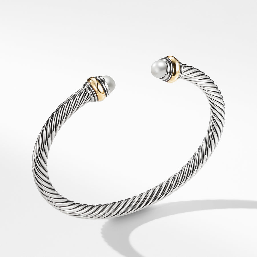 Sterling silver and 14-karat yellow gold ��� White cultured freshwater pearls, 5.75-6mm diameter,  ��� Cable, 5mm wide