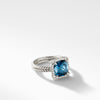 Sterling silver ��� Faceted Hampton Blue Topaz, Pav? diamonds, 0.14 total carat weight,  ��� Ring, 9mm