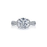 Reflect her sophistication and effortless grace with subtle signature Tacori milgrain accents along crisscrossing diamond ceilings and crescent silhouette details on platinum for the ultimate in elegance.