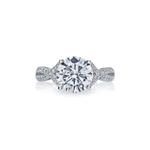 Reflect her sophistication and effortless grace with subtle signature Tacori milgrain accents along crisscrossing diamond ceilings and crescent silhouette details on platinum for the ultimate in elegance.
