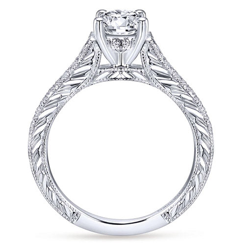 Gabriel & Co. 14k White Gold Round Straight Engagement Ring - ER12282R3W44JJ