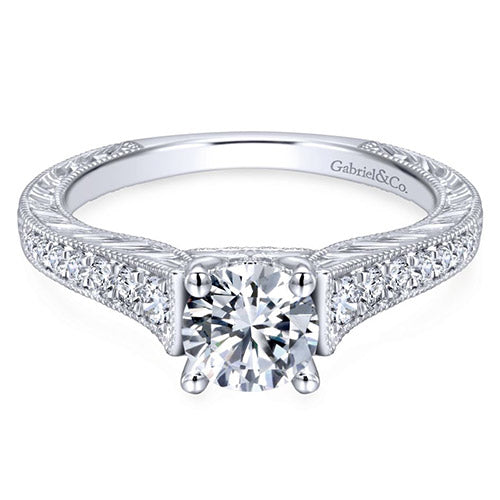 14K White Gold 0.28ct Diamond Engagement Ring *Center Stone Not Included*