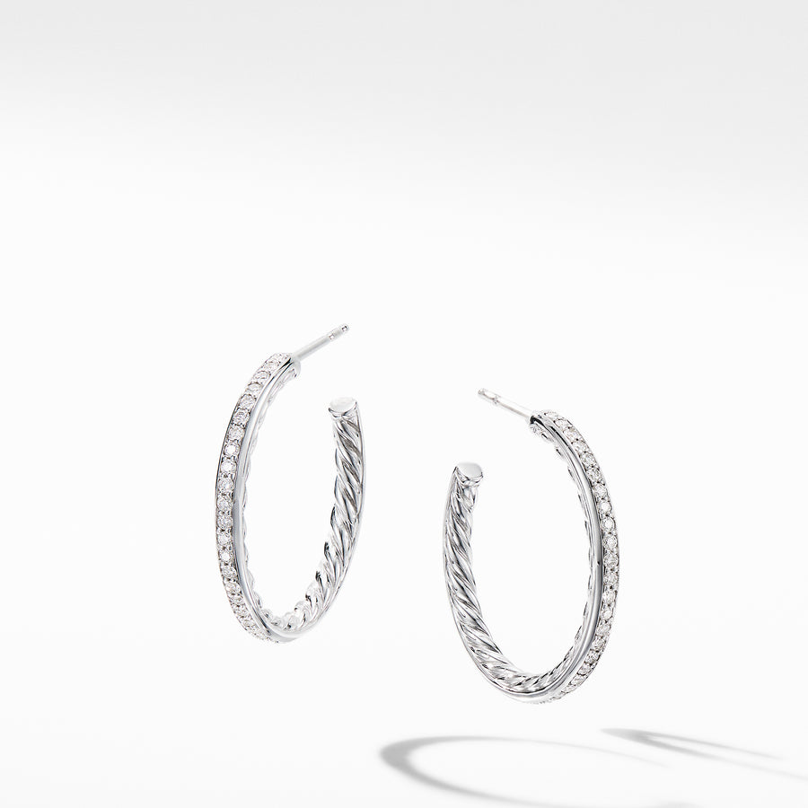 Small Hoop Earrings with Pav? Diamonds