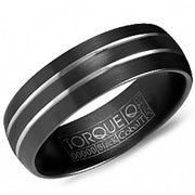 BLACK COBALT TORQUE 7MM SATIN DOUBLE GROOVED BAND SIZE 10 #266585