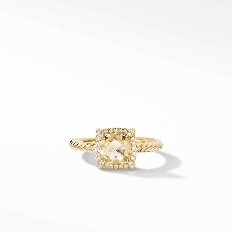 David Yurman Chatelaine Pave Bezel Ring in 18k Gold with Champagne Citrine- R14202D88ACCDI