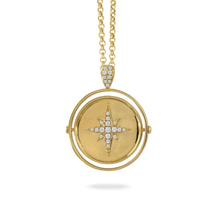 Doves 18K Yellow Gold Diamond & Mother of Pearl Reversible Celestia Pendant Necklace - P10588WMP-F