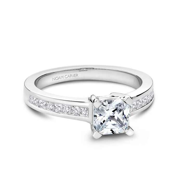 Noam Carver 14K White Gold Asscher Channel Set Diamond Engagement Ring- B031-02A