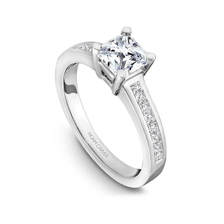 Noam Carver 14K White Gold Asscher Channel Set Diamond Engagement Ring- B031-02A