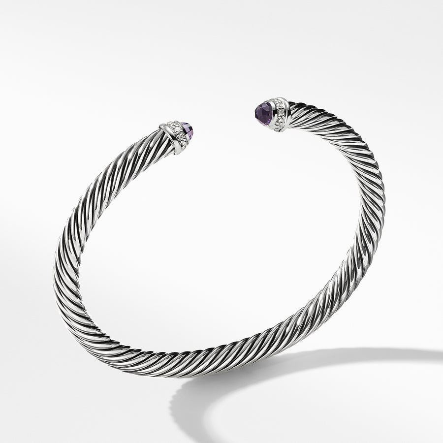 David Yurman Cable Classics Bracelet with Amethyst and Diamonds- B03934 SSAAMDIM