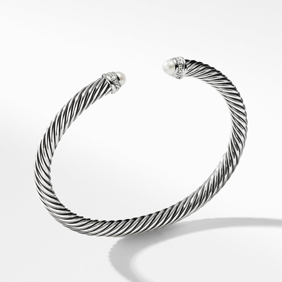David Yurman Cable Classics Collection® Bracelet with Pearls and Diamonds- B03934 SSDPEDIM