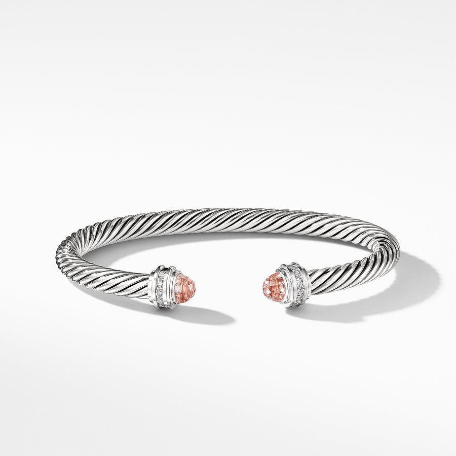 David Yurman Cable Bracelet with Morganite and Diamonds- B04182 SSAMODIM