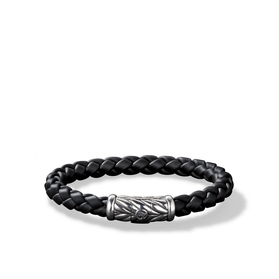 David Yurman Chevron Rubber Weave Bracelet in Black- B05524MSSRBRBLK8