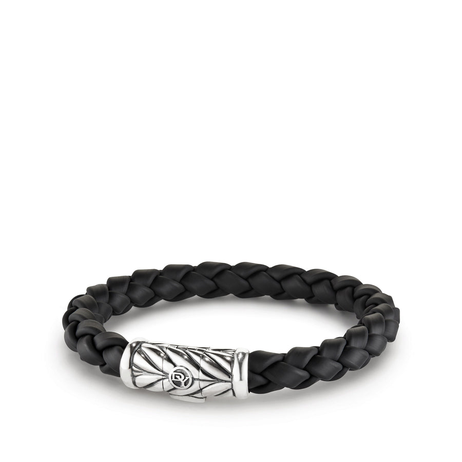 David Yurman Chevron Rubber Weave Bracelet in Black- B05524MSSRBRBLK85