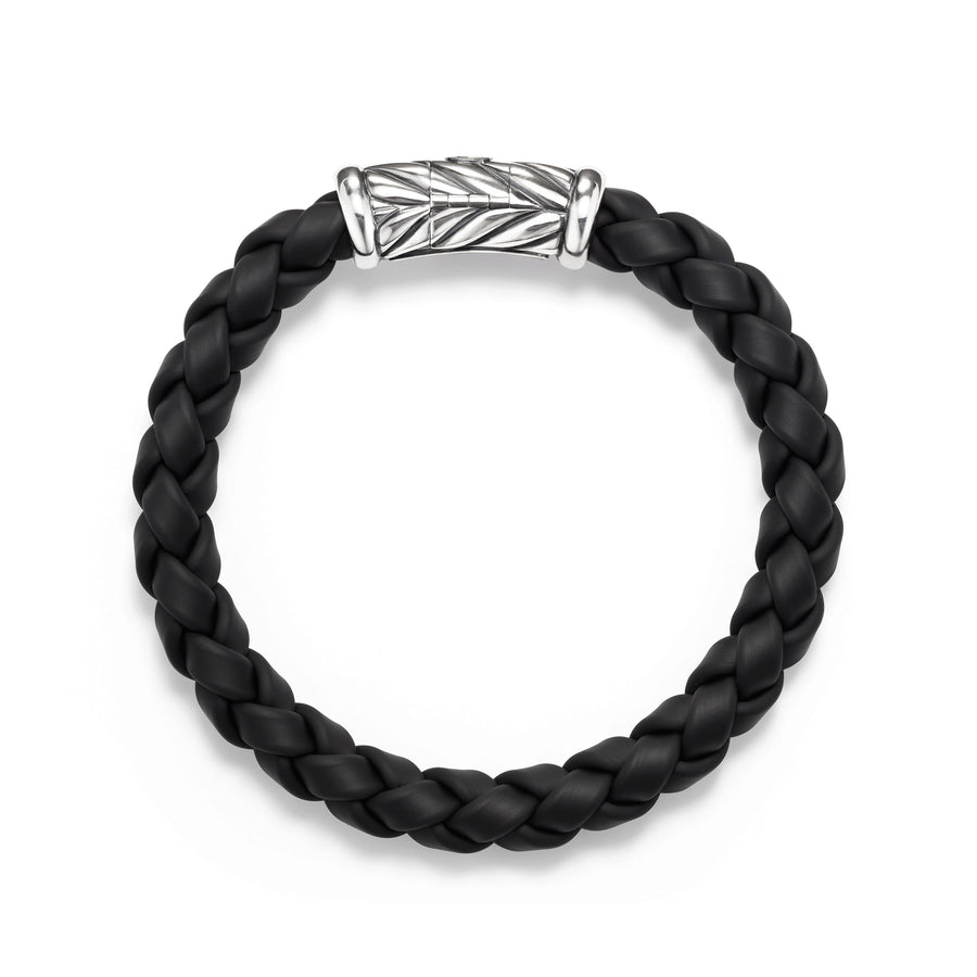 David Yurman Chevron Rubber Weave Bracelet in Black- B05524MSSRBRBLK85