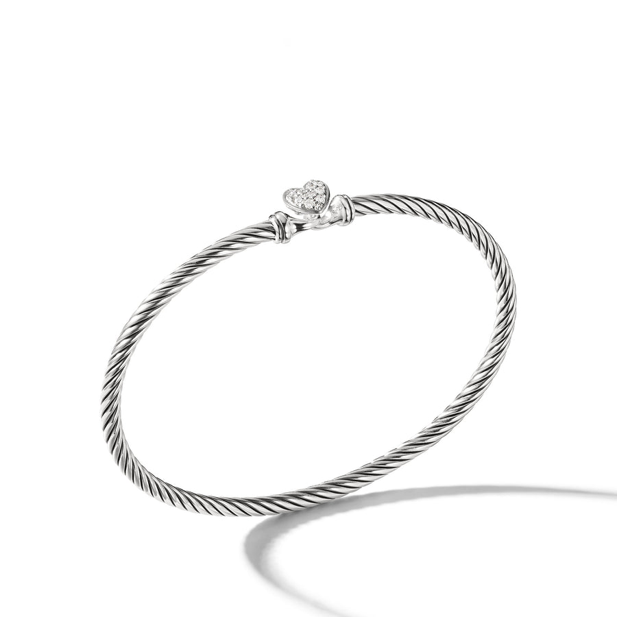 David Yurman Cable Collectible Heart Bracelet with Diamonds- B09678SSADIM