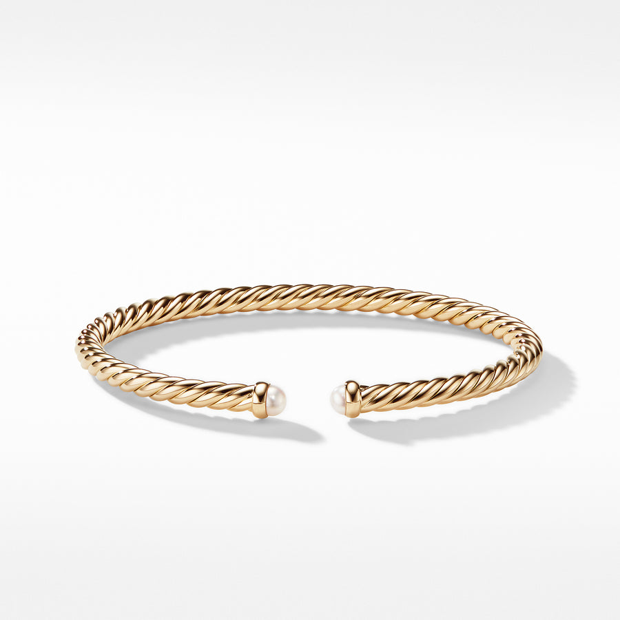 David Yurman Cable Spira Bracelet with Pearls in 18K Gold - B1231888BPE