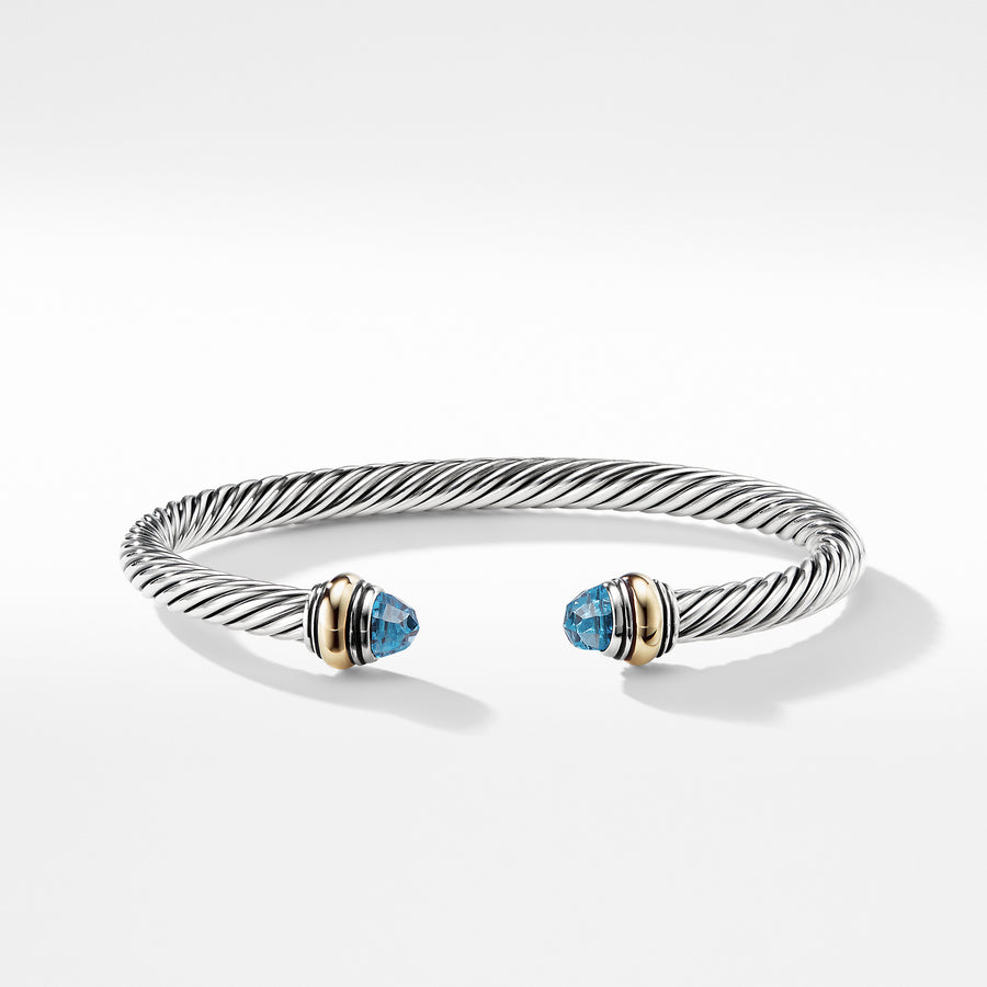 David Yurman Cable Classic Bracelet with Blue Topaz and Gold - B12381S4ABT