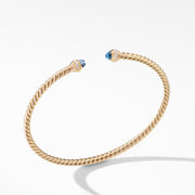 Cable Spira? Bracelet in 18K Gold with Hampton Blue Topaz and Diamonds, 3mm