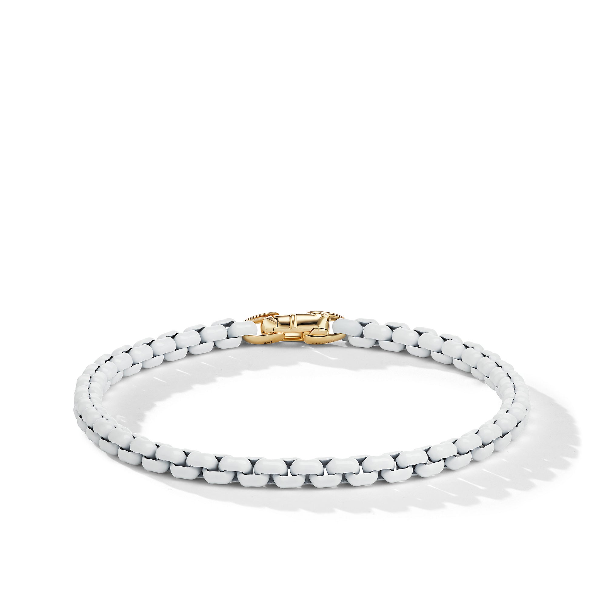 David Yurman Bel Aire Chain Bracelet in White with 14K Yellow Gold Accent, Size Medium