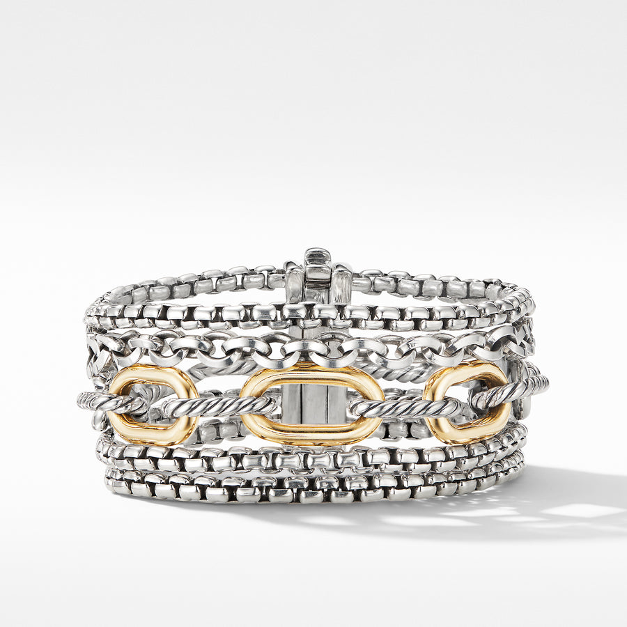 Multi-Row Chain Bracelet with 18K Yellow Gold