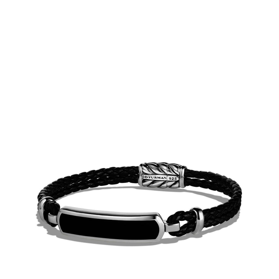 David Yurman Mens Station Black Leather Bracelet with Black Onyx - B15839MSSBBOBKLE