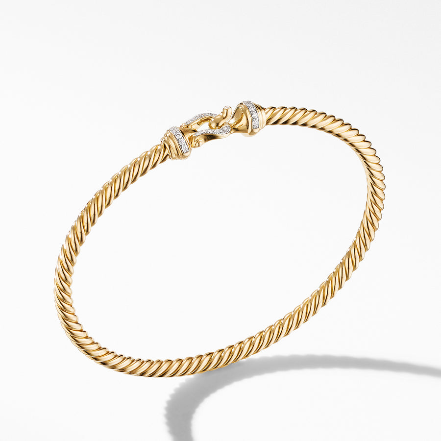 David Yurman Cable Buckle Collection Bracelet in 18k Gold with Diamonds- B16253D88ADI
