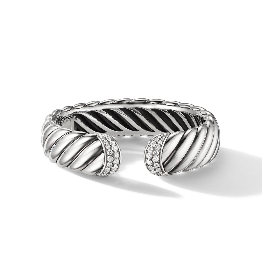 David Yurman Sculpted Cable Cuff Bracelet with Pave Diamonds- B16441DSSADIM